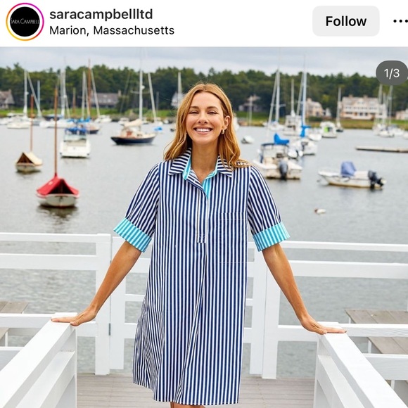 Sara Campbell Dresses & Skirts - Sara Campbell Ingrid Shirtdress – Blue Stripes – Size XS – Nautical Chic – Excel